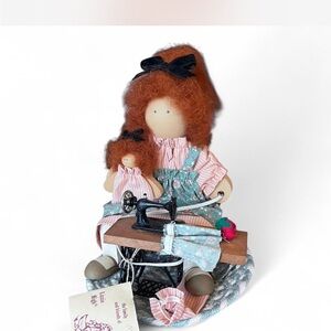 Vintage Handcrafted wooden Lizzie High Doll with Sewing Machine